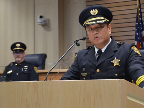 Sheriff Office Speaking at Podium
